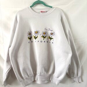 Vintage 90s San Diego sweatshirt pullover white daisy oversized XXL sweater